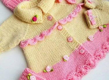 Knitted baby dress, vest, cardigan, sweater, overalls patterns -9