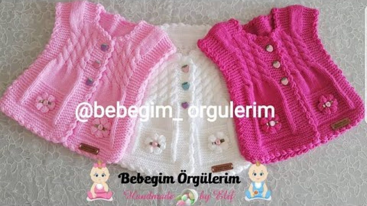 Girl baby knitted horseshoe vest 1
