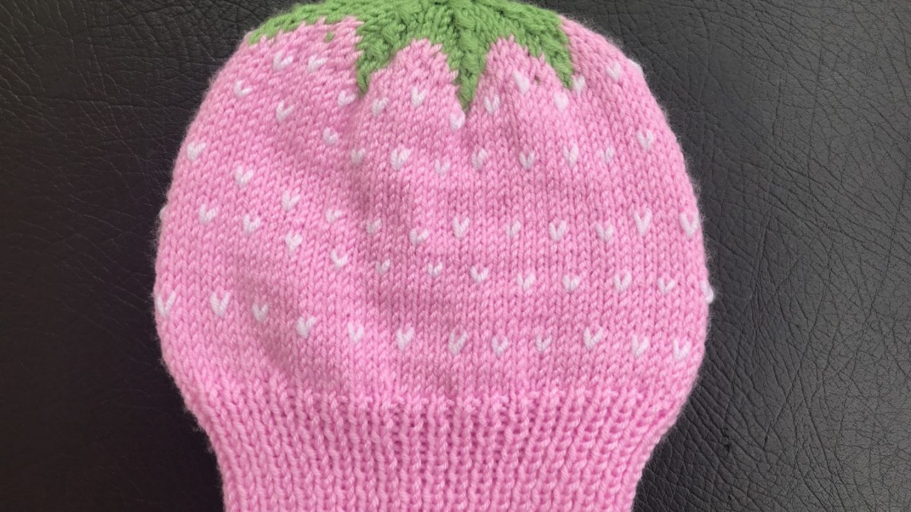 Strawberry Baby Beanie Pattern Free Tutorial -Two Skewers