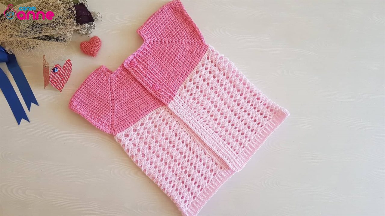 Tunisian pentagonal baby vest pattern
