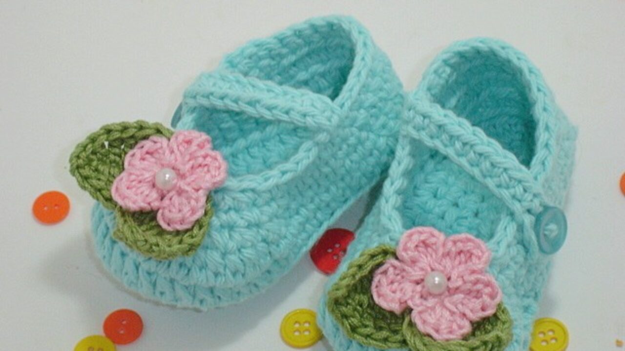 Turquoise and Blue Color Baby Booties Patterns
