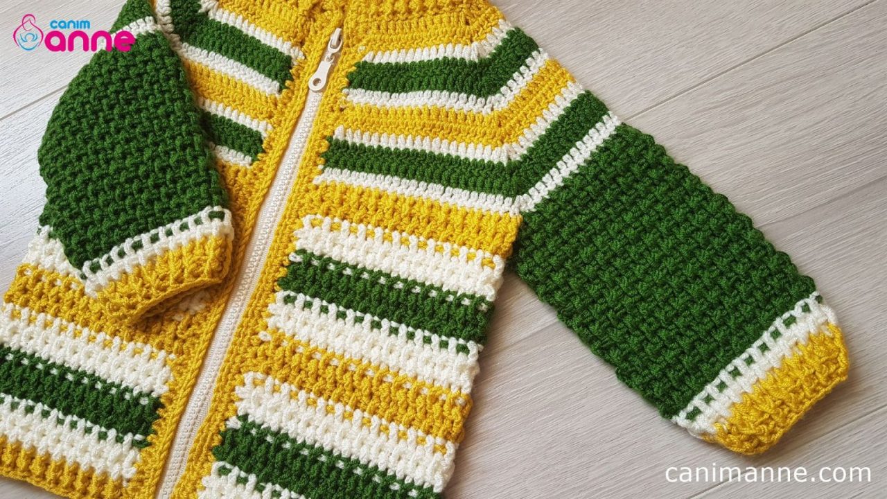 Crochet colorful baby and children’s cardigan pattern